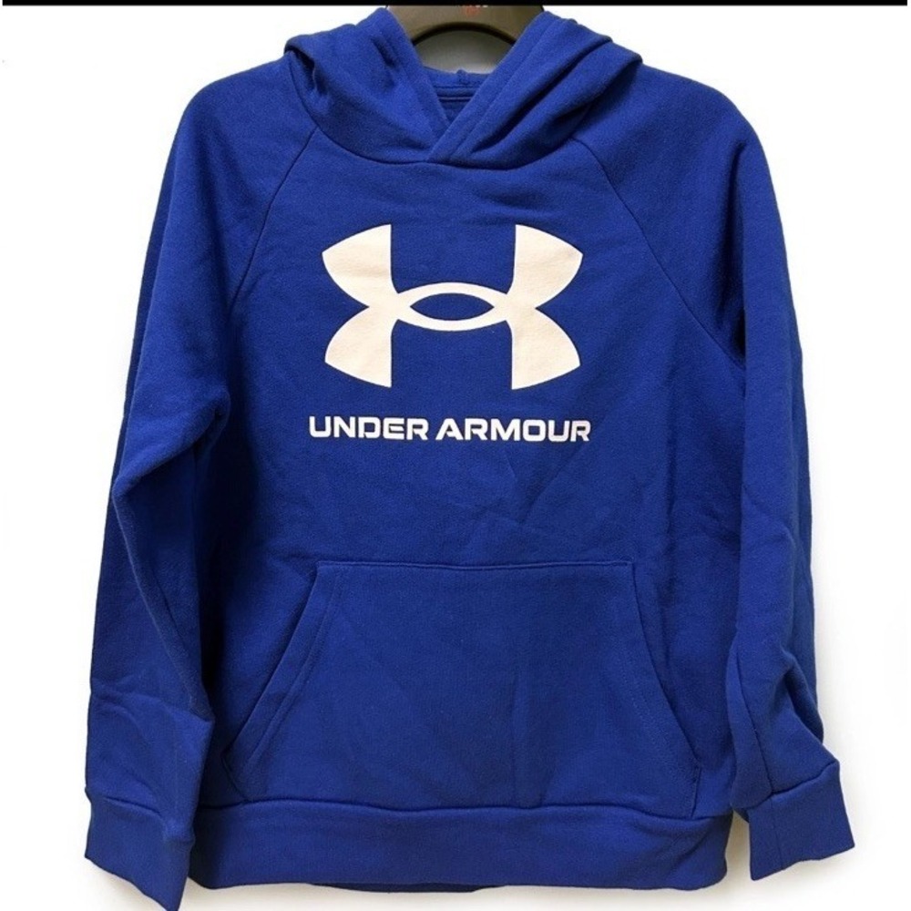 Under Armour Boys' UA‎ Rival Fleece Blue & White Hoodie Size 8 Small New